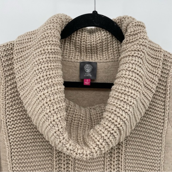 Vince Camuto Knit Dress Tan Oat Knit Cowl Neck S New - Picture 3 of 7